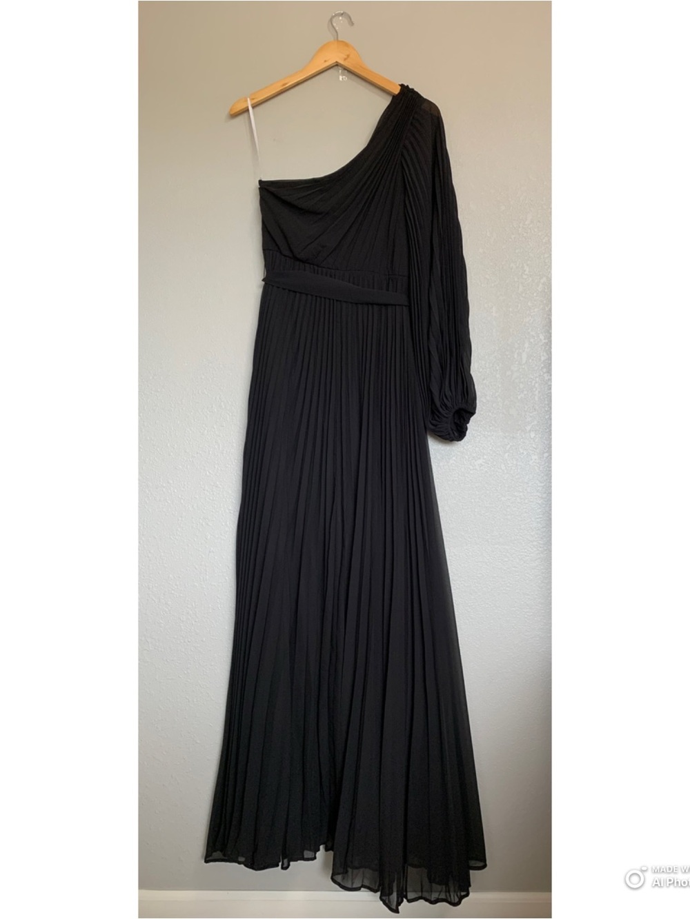 Lulus XL Divine Charm Black Pleated One Shoulder Maxi Dress NWT Formal Evening - Picture 8 of 17